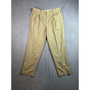 LL Bean Comfort Waist Wool Dress Pants Men 40x34 Beige Straight Leg